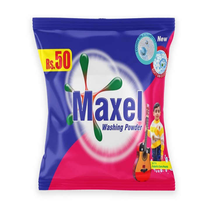 Maxel Washing Powder – 50 Rupees Pack – Multi-Enzyme Formula